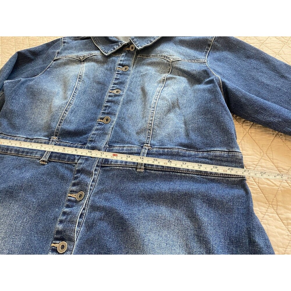 Cato Western Stretch Denim Shirt Dress Frayed Raw Hem Blue Plus Size 16W EUC - Picture 13 of 16